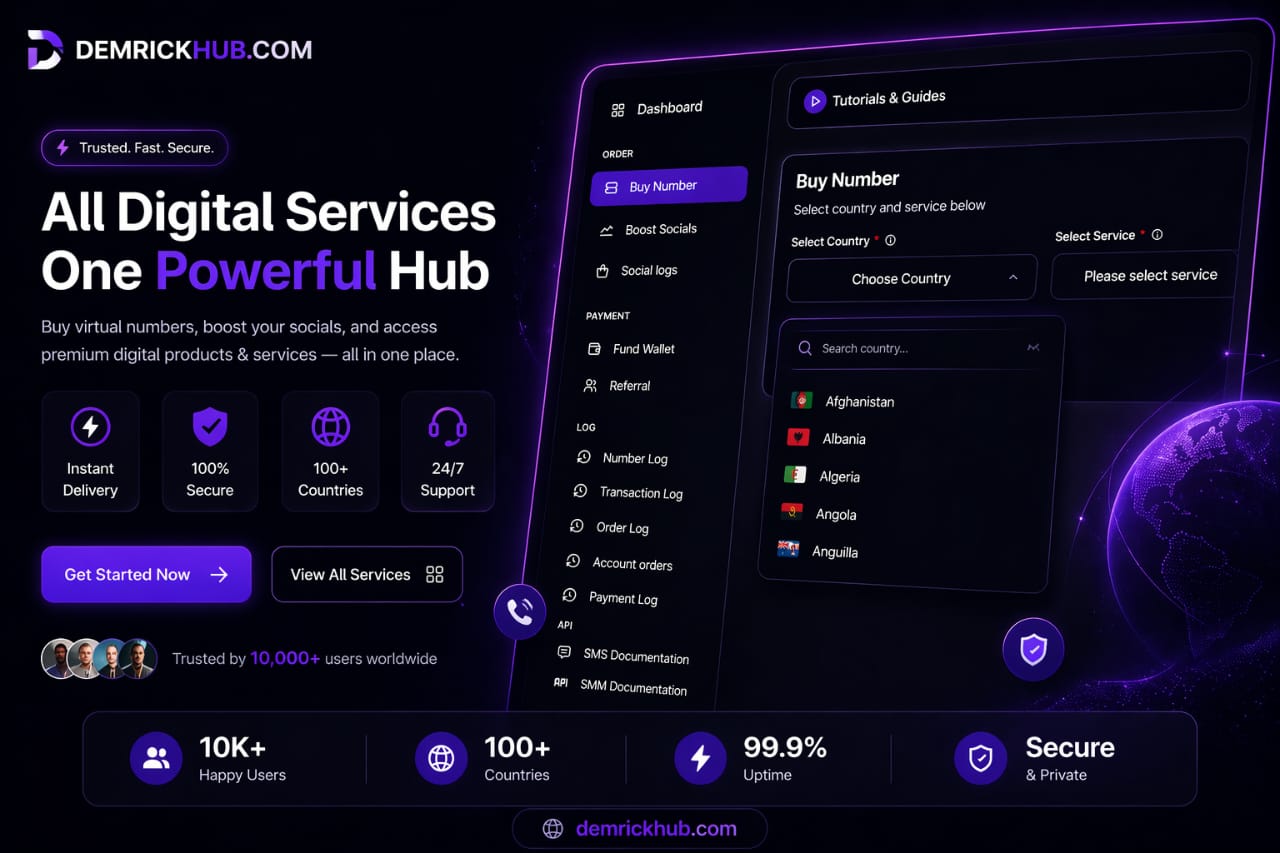 Hero image: virtual number and OTP verification dashboard